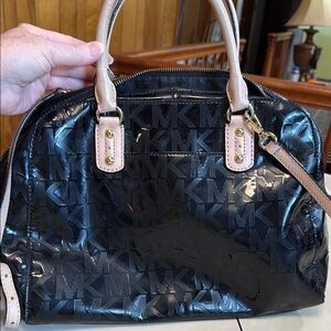 Michael Kors Black Satchel with MK Monogram Design
